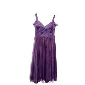 Marchesa Notte Bridesmaid Purple Tulle A-Line Gown Women's Dress Size 16